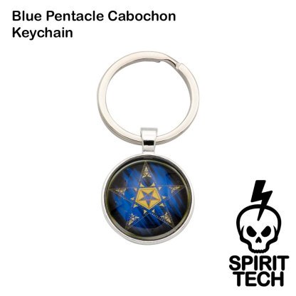 Blue Pentacle Cabochon Keychain