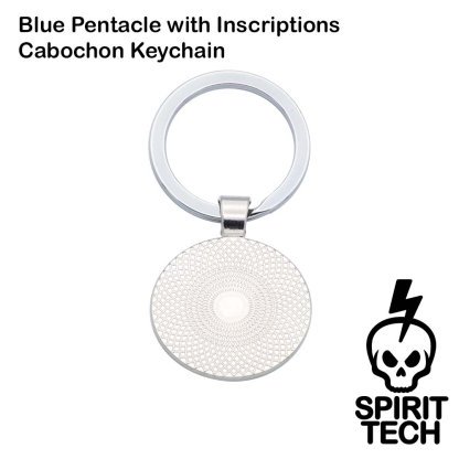 Blue Pentacle with Inscriptions Cabochon Keychain - Image 2