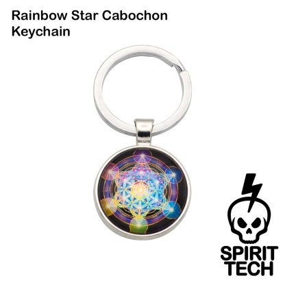 Rainbow Star Cabochon Keychain