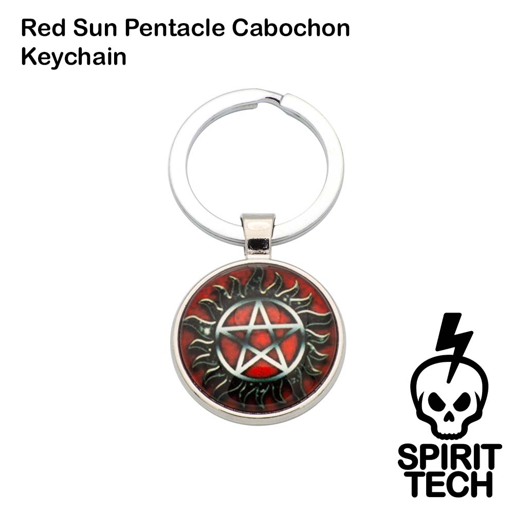 Red Sun Pentacle Cabochon Keychain
