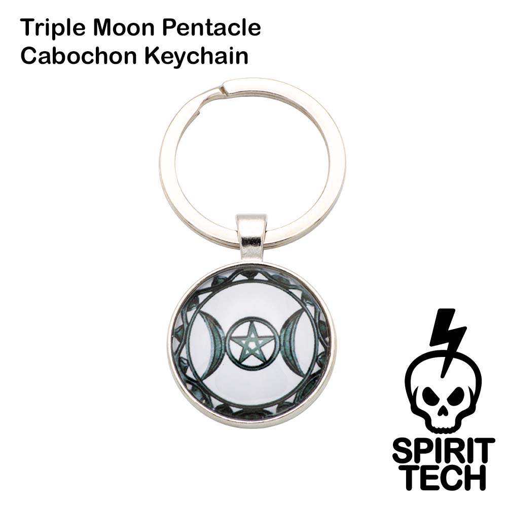 Triple Moon Pentacle Cabochon Keychain