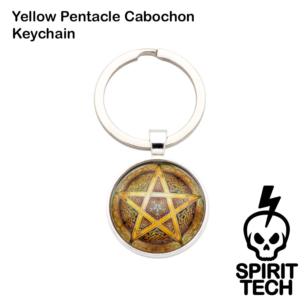 Yellow Pentacle Cabochon Keychain