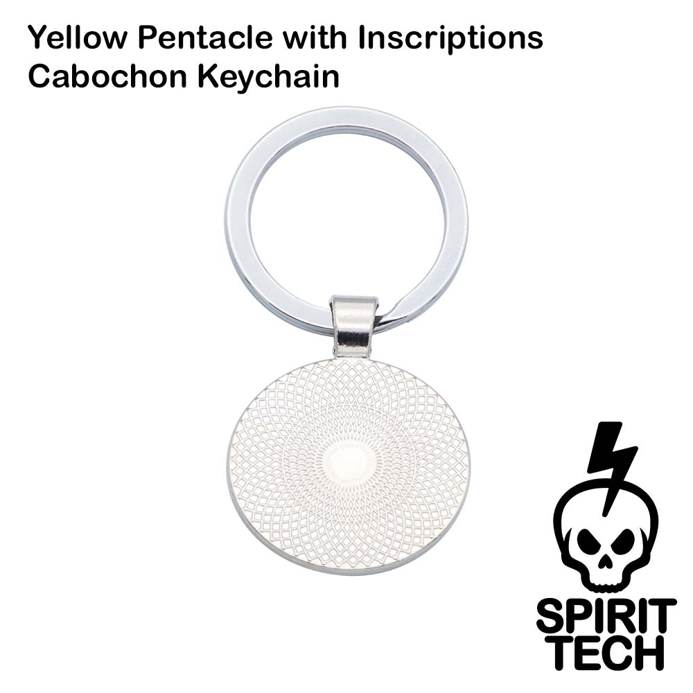 Yellow Pentacle with Inscriptions Cabochon Keychain - Image 2