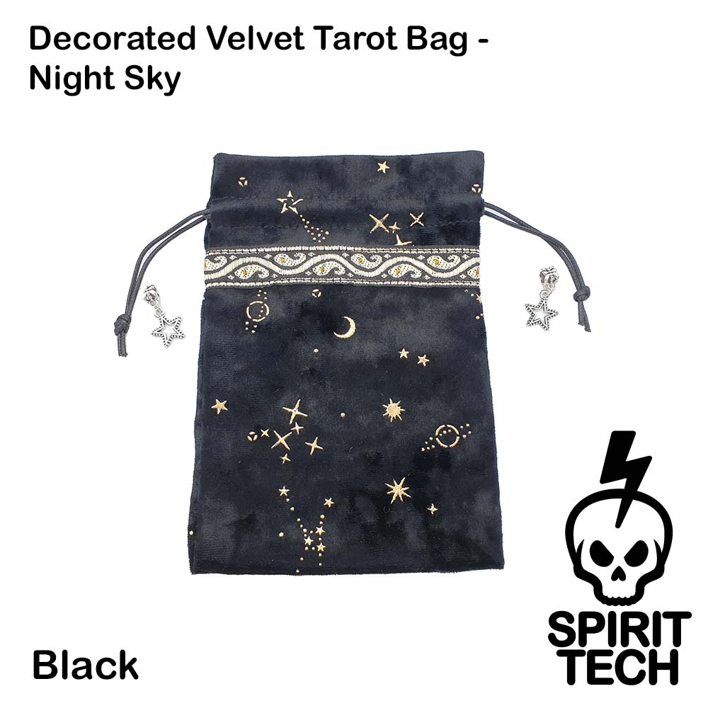 Decorated Velvet Tarot Bag - Night Sky