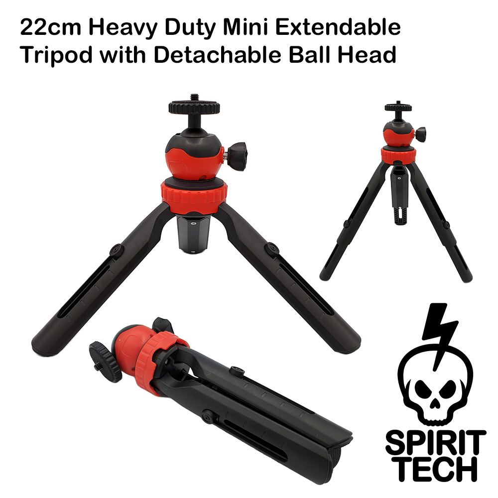 22cm Heavy Duty Mini Extendable Tripod with Detachable Ball Head